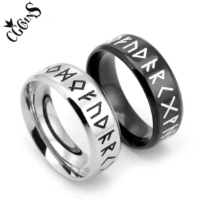 Stainless Steel Odin Norse Viking Amulet Rune Ring Fashion MEN and Women Scandinavian Letter Retro Jewelry